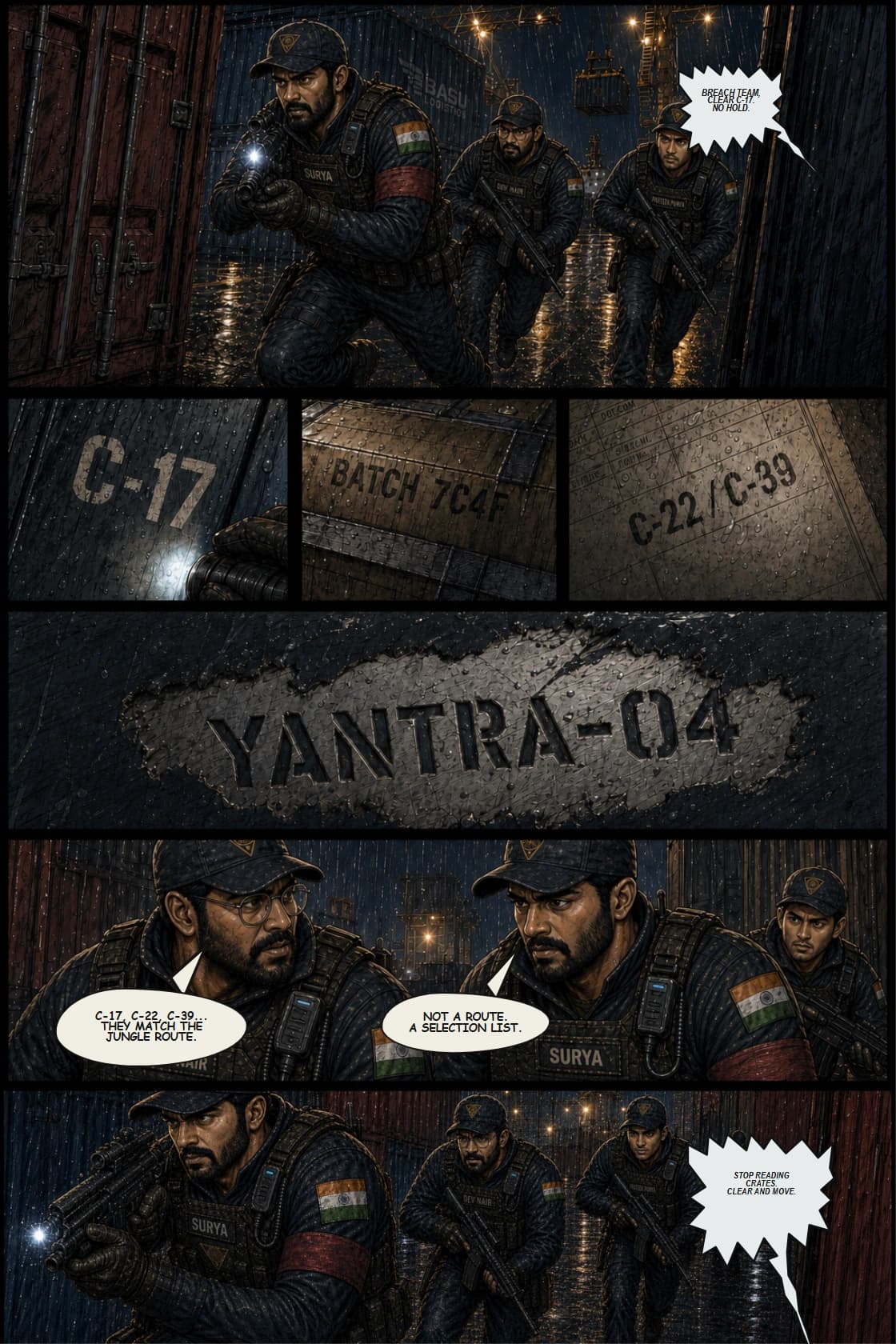 Surya Volume 1: White Silence page 15. Turn the port from action set-piece into clue engine.