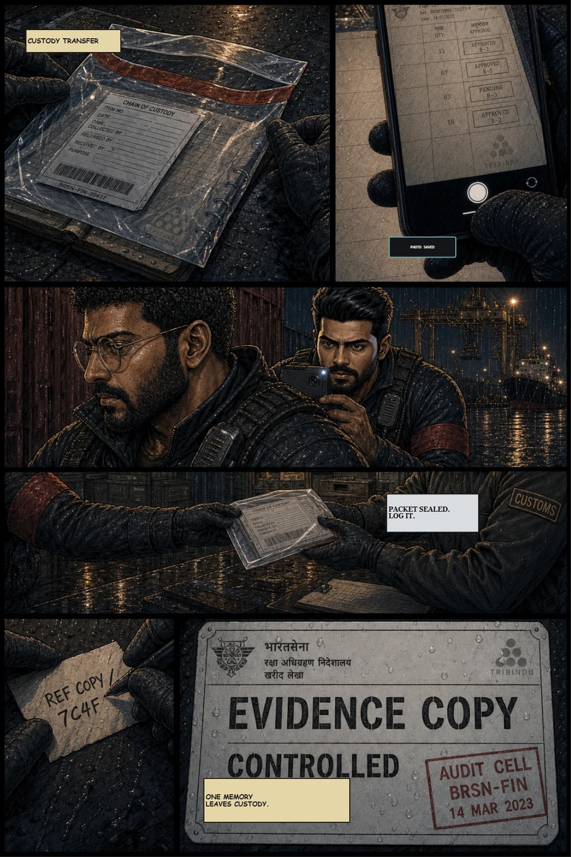 Surya Volume 1: White Silence page 18. Make Surya's first deliberate disobedience concrete: he creates a second memory outside official custody.