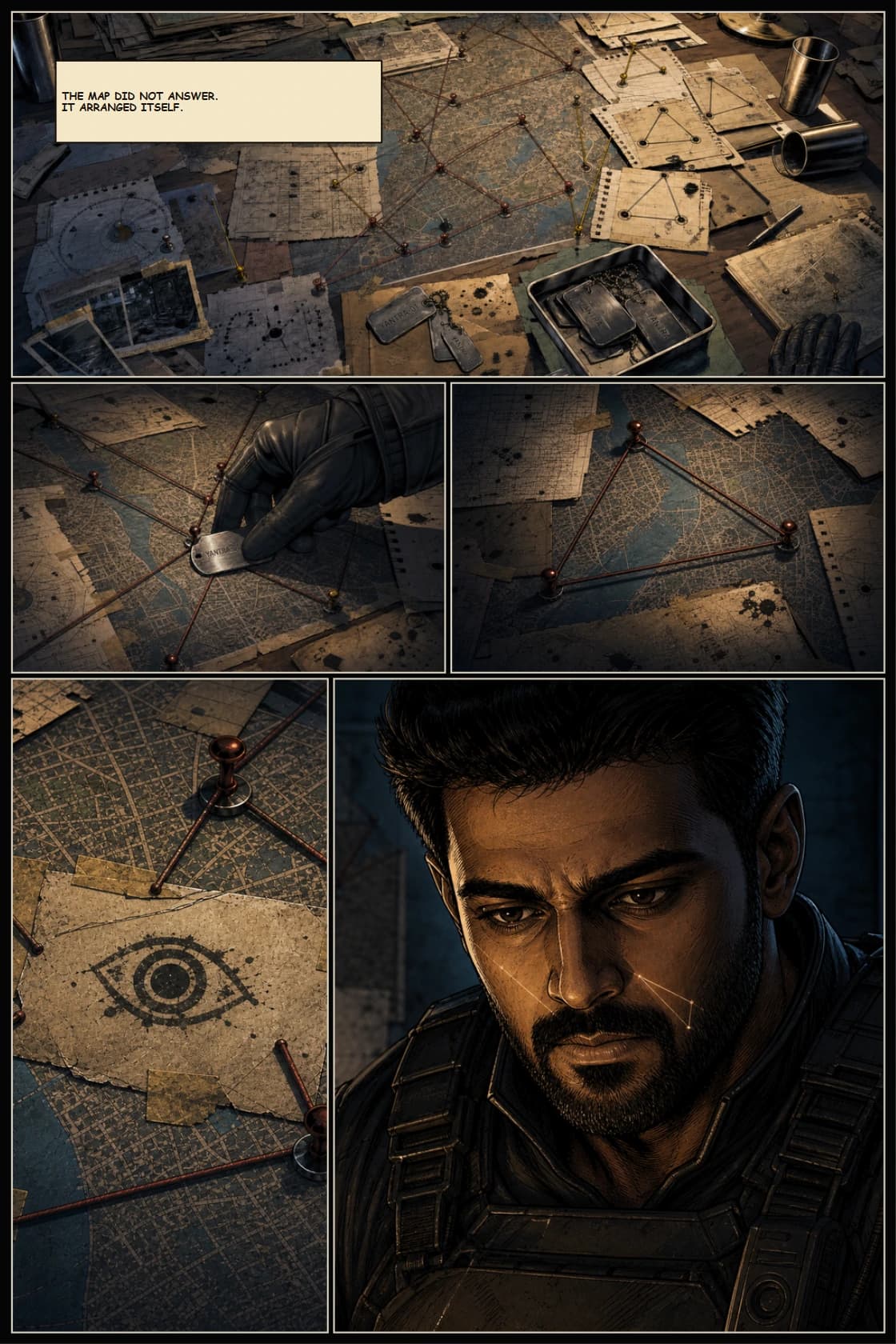 Surya Volume 1: White Silence page 23. Deliver the volume's silent page: Surya sees the structure before he can speak it.