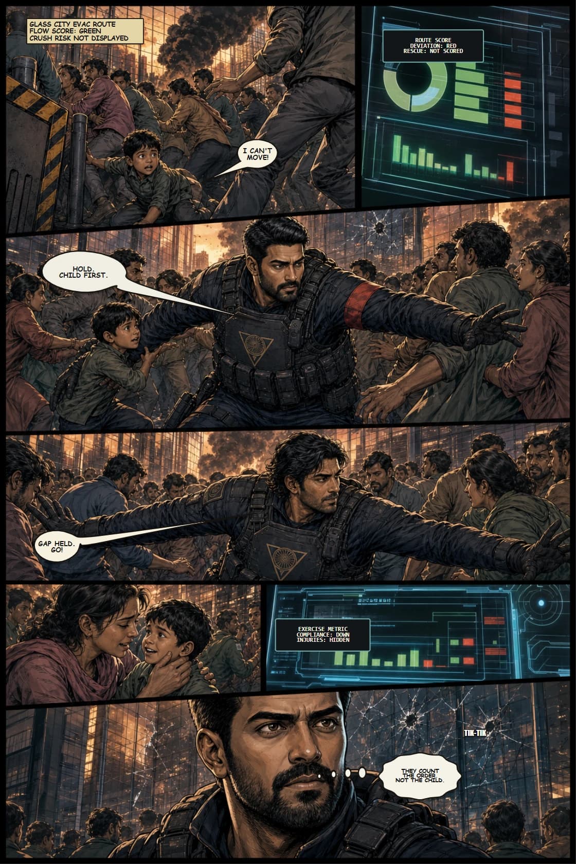 SURYA Volume 2: Glass City page 10. Give Surya a human-over-system choice inside the pressure maze.