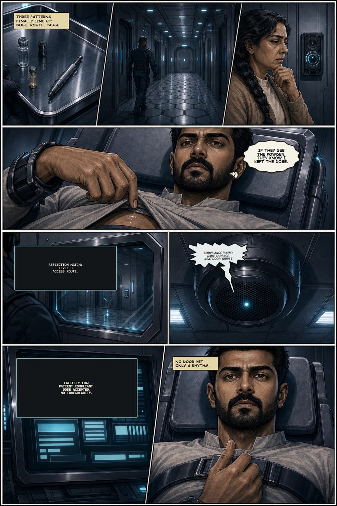 SURYA Volume 2: Glass City page 30. Close Vol. 2 with three actionable patterns: dose gap, room map, and command cadence.